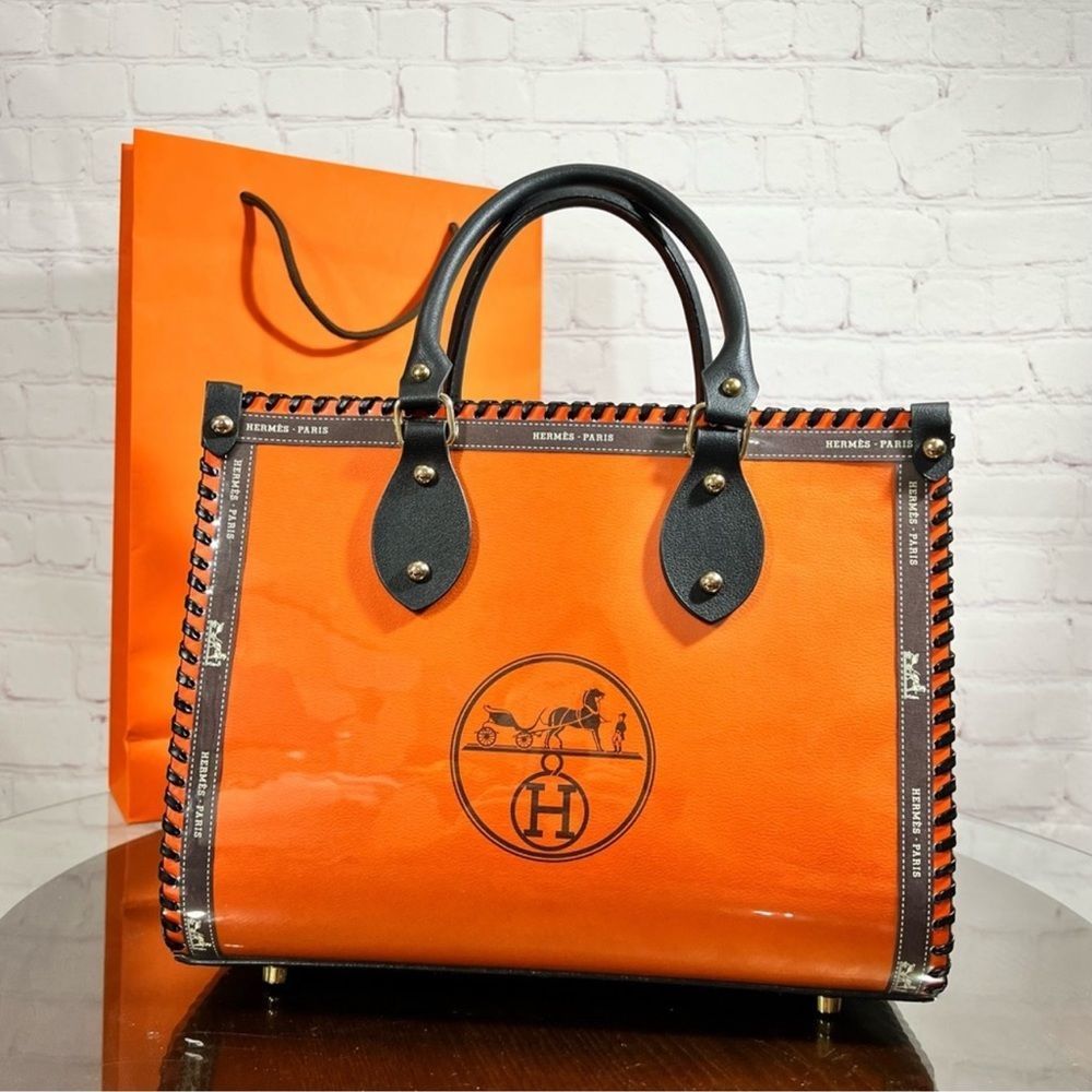 Hermes Gift Bag made into a Beautiful tote bag (by me) *NOT an Hermes Product - Picture 2 of 12